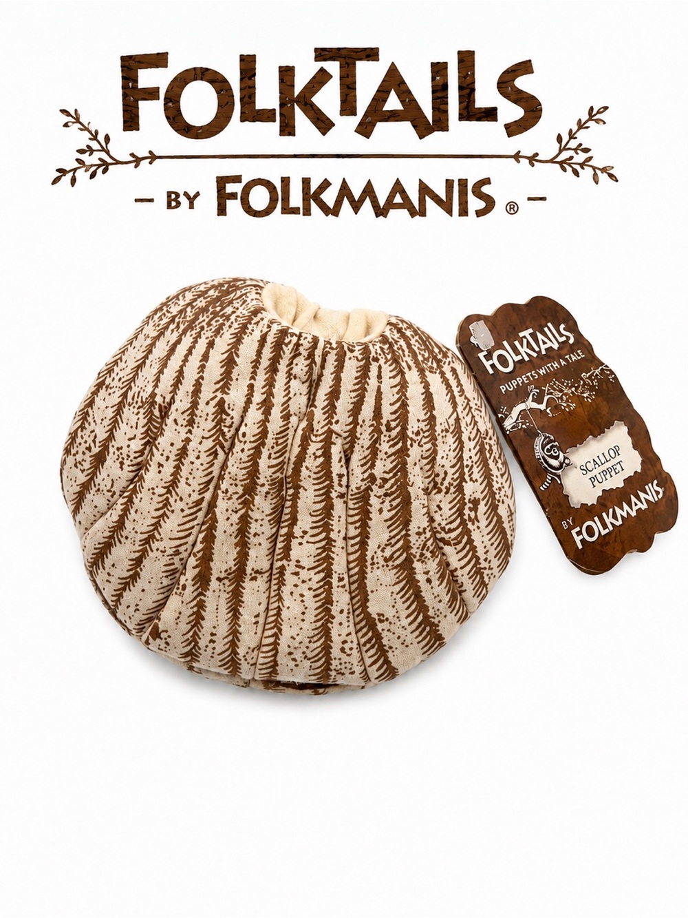 Folktails by Folkmanis SCALLOP Hand/Finger Puppet w/Eyes Clam Mollusk NWT
